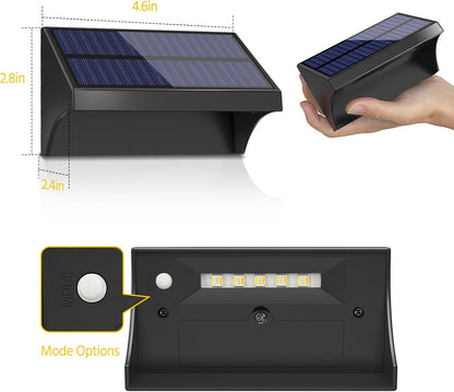 Outdoor Fence Lights, 6 Pack Waterproof LED Solar Fence Lights with 1500Mah Battery, Warm White/Cool White/Rgb, Easy-To-Install Wall Light for Deck, Patio, Railing, Stairs, Backyard – Black7