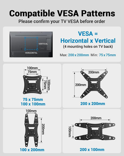 Full Motion TV Wall Mount for Echo Show 21/15 and 13-43 Inch Flat Curved Screen Tvs & Monitors, Max VESA 200X200Mm up to 44Lbs, TV Mount Wall Bracket with Rotation Swivel Tilt Extension3