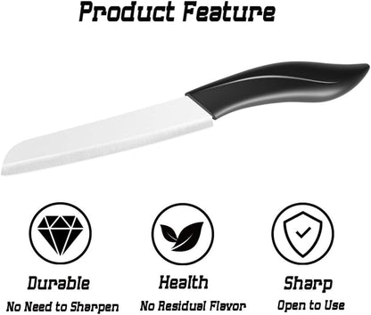 Ceramic Knives Set 3 Piece - 6 Inch Santoku Knife 6 Inch Chef Knife 4 Inch Paring Knife with Sheath Covers2