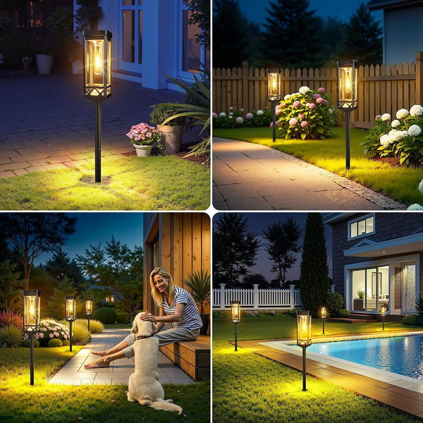 Taller Solar Pathway Lights Outdoor, 8 Pack Upgraded Brighter Solar Garden Lights Solar Powered, up to 15 Hours Outdoor Solar Lights for Yard Landscape Walkway Driveway Sidewalk (Warm White)8