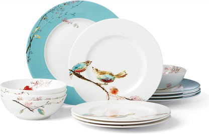 Chirp Porcelain 12-Piece Dinnerware Set for 41