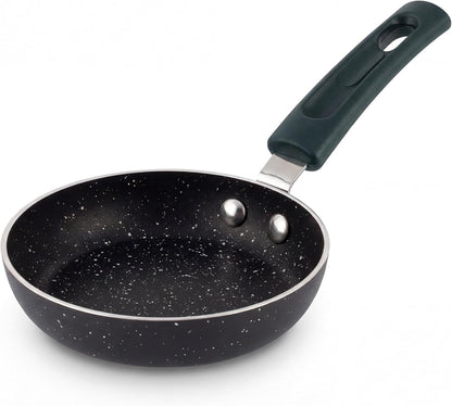 5 Inch Mini Frying Pan Skillet (3.5-Inch Cookable Surface Area), Nonstick Aluminum Egg Pan for Single Eggs, Omelets and Breakfast, Compact Stovetop Cookware for Gas, Electric and Camping Use1