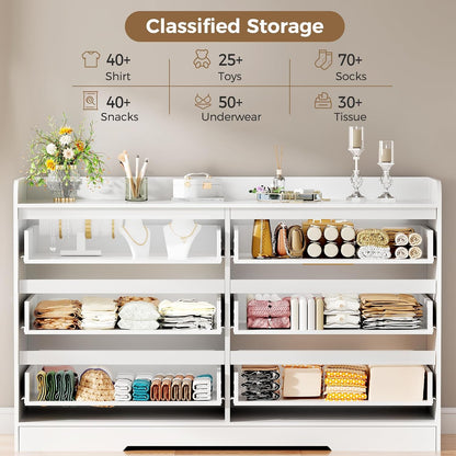 White Dresser for Bedroom, 6 Drawer Dresser Chest of Drawers3