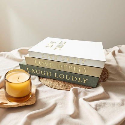 Aesthetic Decorative Books, Set of 3 Linen Faux Books for Decoration | Fake Book Boxes with Storage Space, No Assembly Required, Modern Decor for Shelves Coffee Table Living Room7
