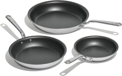 Made in Cookware - Procoat Non Stick 3 Piece Frying Pan Set (Includes 8", 10", 12") - 5 Ply Stainless Clad - Professional Cookware - Crafted in Italy - Induction Compatible - (Graphite)1