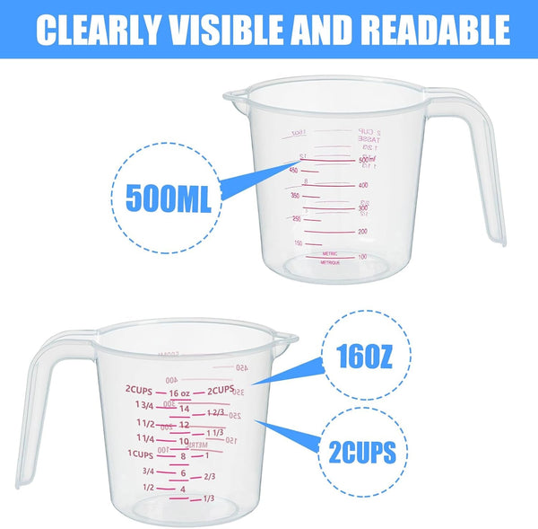 3 Pack Measuring Cups, 250Ml (1-Cup), 500Ml (2-Cup) &1000Ml (4-Cup)2