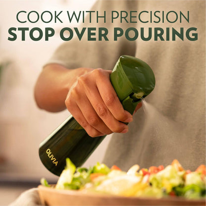 OLIVIA SIGNATURE Oil Sprayer for Cooking, 200Ml Glass, Green/Gold | Portion Control Mist for Air Fryer, Salad, BBQ, Refillable & Reusable, Fine Mist Olive Oil Kitchen Sprayer, Anti-Drip2