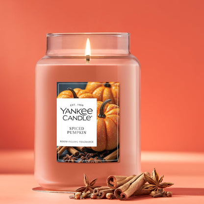 Yankee Candle Spiced Pumpkin, Fall Scented Candle, 22Oz Large Jar with up to 150 Hour Burn Time, Giftable4