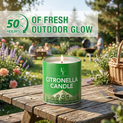 Citronella Candles Outdoor, Indoor Lemongrass Scented Candles with Citronella Essential Oil Roll On, Natural Soy Wax Jar Candle for outside Camping Patio, 200-Hour Burn Time, 9 Oz (4 Pack)3