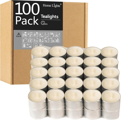 Homelights Unscented Tealight Candles - 100 Pack, 8Hr Smokeless White Votive Candles for Shabbat, Weddings, Home Decor7
