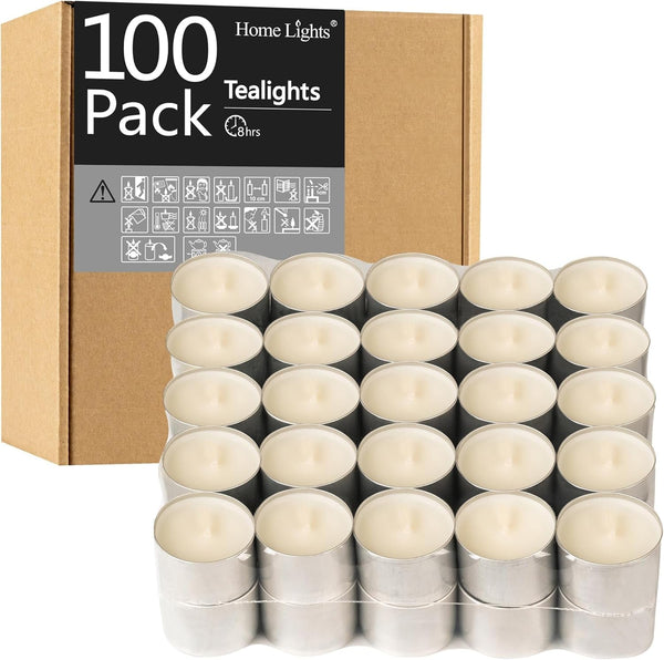 Homelights Unscented Tealight Candles - 100 Pack, 8Hr Smokeless White Votive Candles for Shabbat, Weddings, Home Decor7