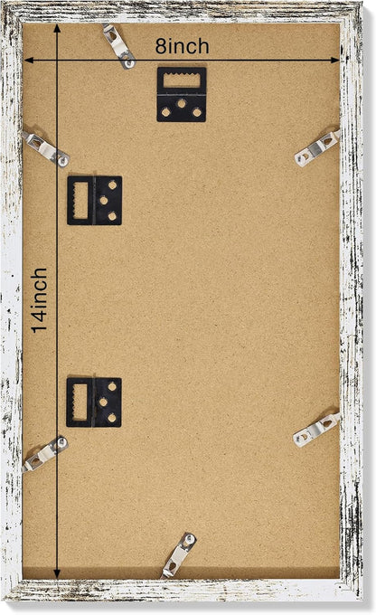 8X14 Picture Frames Collage Wall Decor, Displays 3Pcs 4X6 Pictures with Mat or 1Pcs 8X14 without Mat, Collage Picture Frame for Horizontal or Vertical Display, Distressed White, 1 Pack6