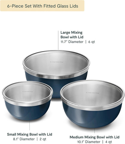 Caraway 7-Piece Mixing Bowl Set with Lids and Lid Storage Organizer2