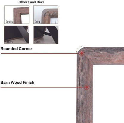 5X7 Wooden Picture Frame,Rustic Barn Wood with Clear Tempered Glass6