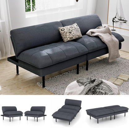 70" Futon Sofa Bed, 4 in 1 Multi-Function Couch Sleeper with Adjustable Backrest, Modern Convertible Futon, Recliner Small Loveseat for Living Room, Office, Grey1
