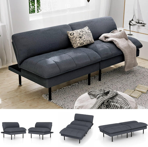 70" Futon Sofa Bed, 4 in 1 Multi-Function Couch Sleeper with Adjustable Backrest, Modern Convertible Futon, Recliner Small Loveseat for Living Room, Office, Grey1