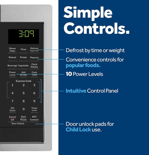 GE Smart Countertop Microwave Oven, 900 Watt, 0.9 Cu. Ft., Stainless Steel | 7 Convenience Cook Settings, One-Touch Controls, Child Lock Technology, Glass Turntable, for Kitchen, Dorm, Office, Apartment9