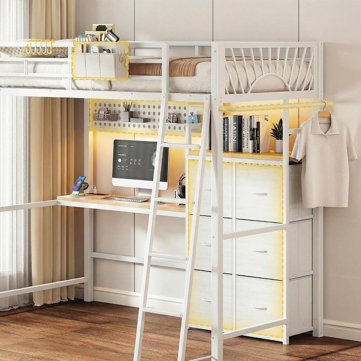 white-twin-loft-bed-with-desk-and-6-storage-drawers-metal-twin-size-loft-beds-with-charging-station-rgb-led-lights-and-pegboard-hanging-rod-for-kids-teenager-white