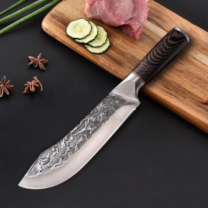 Meat Cleaver,Cleaver Knife 7 Inch Hand Forged Slaughter Boning Knife Kitchen Chef Slicing Meat Bone Butcher Knives Wood Handle with Cover3