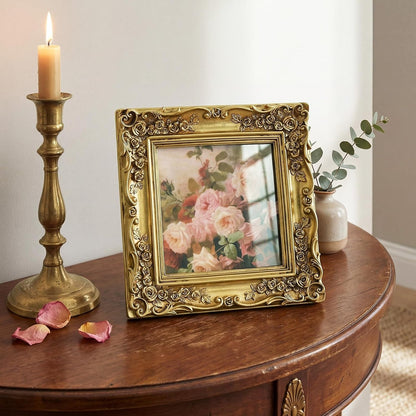 5X5 Gold Picture Frame Square Vintage Ornate Floral Photo Frame3