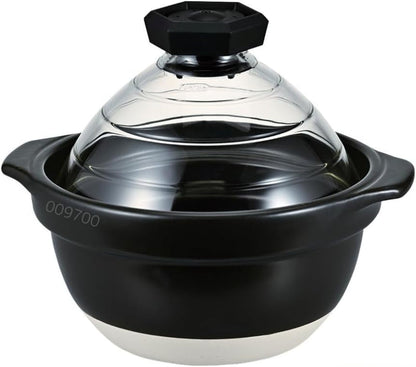 GNR-200-B-W Rice Pot with Glass Lid, Visible Contents, Heat Resistant Glass, Gift, Made in Japan1