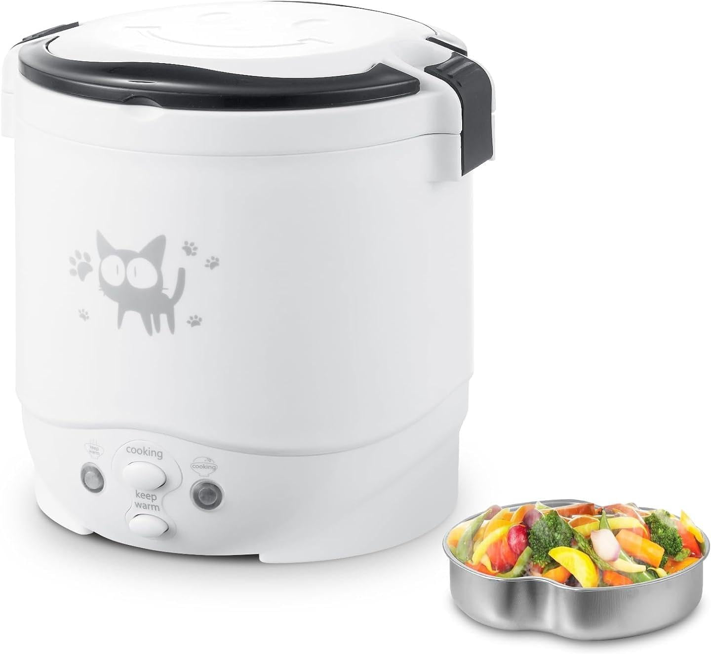 mini-rice-cooker-12v-100w-1l-portable-electric-multifunctional-rice-cooker-food-steamer-meal-heater-food-warmer-for-travel-white