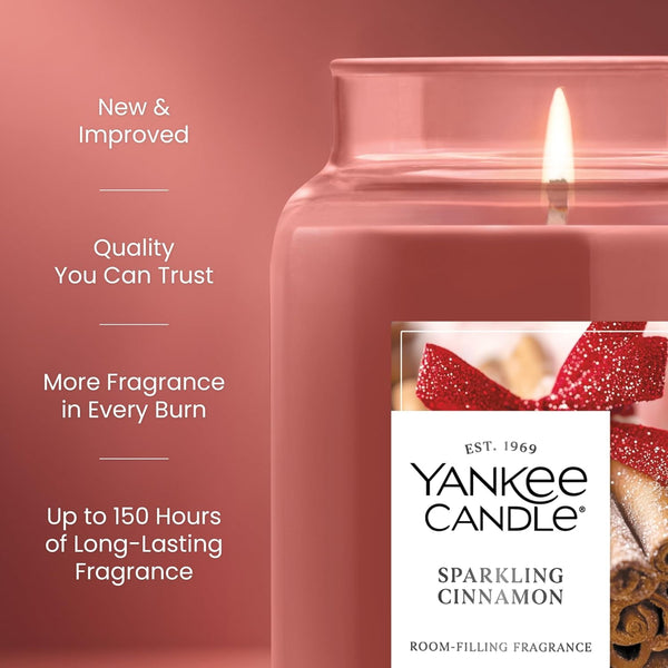 Sparkling Cinnamon, Christmas Scented Candle, 22Oz Large Jar with up to 150 Hour Burn Time, Giftable3