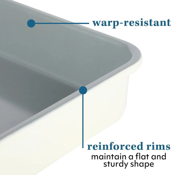 Sur La Table Kitchen Essentials Bake Sale 9 X 13 Inch PFOA, PFAS, PTFE Free Nonstick Roaster/Cake/Baking Pan - Linen White5