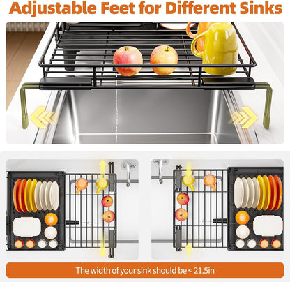 Expandable Sink Dish Drying Rack for Kitchen Counter, 1-Tier Black4