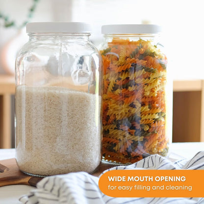 4-Pack 1 Gallon Glass Jar with Lid | Wide Mouth Food Storage Canisters | Heavy-Duty Glass Jars with Airtight Lid for Kombucha, Pickling, Canning, Fermentation, Cider, Wine and Bulk Pantry Storage5