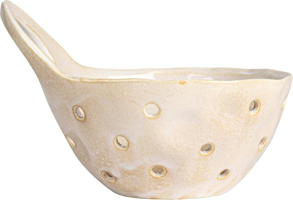 Creative Co-Op 2‑Piece Stoneware Colanders with Handles, Reactive Cream Glaze6
