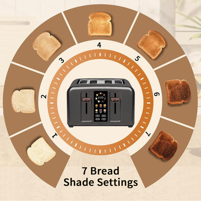 Touchscreen Toaster 4 Slice, 7 Shade, Stainless, 1800W Dark Metallic2