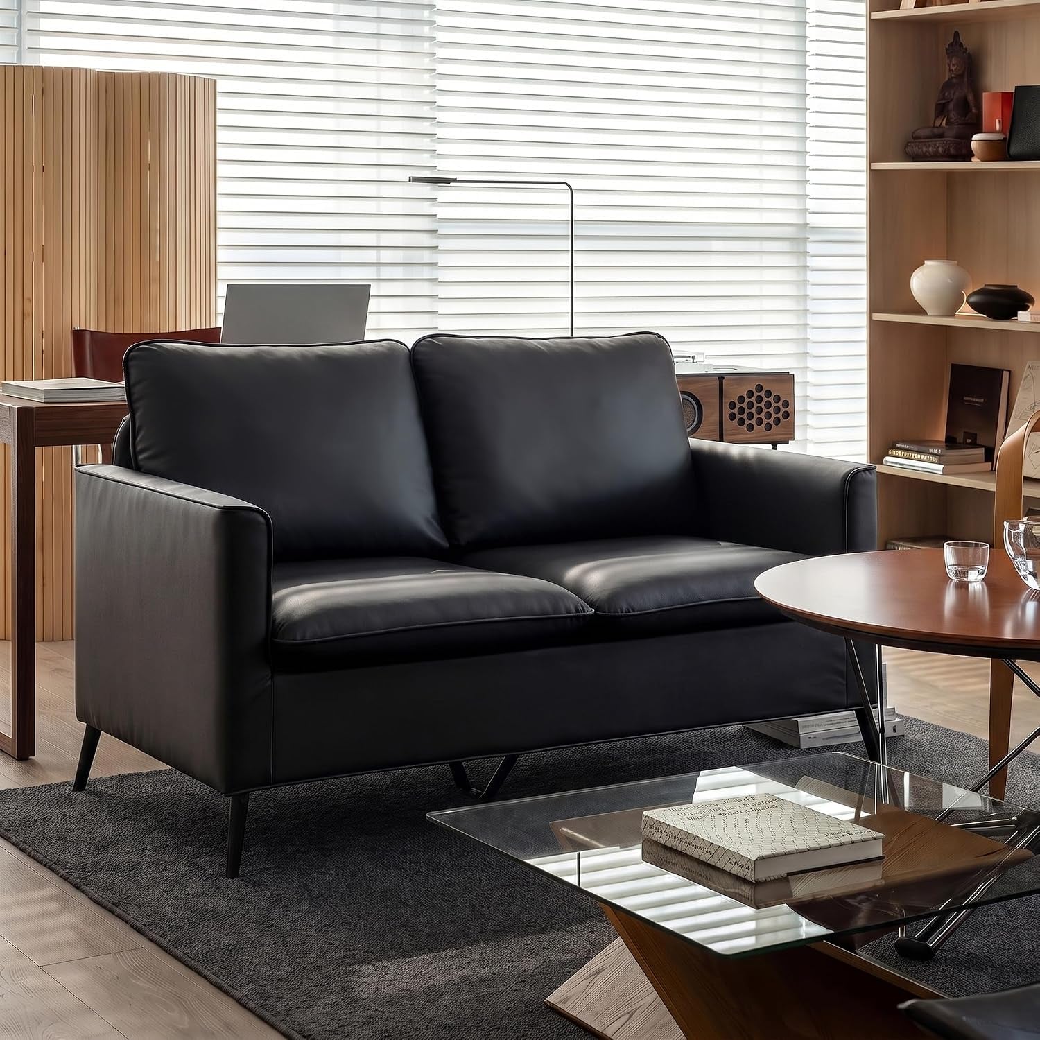 faux-leather-loveseat-sofa-small-2-seater-couch-black-1