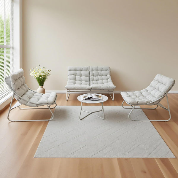 4 Piece Outdoor Patio Conversation Set with Loveseat & 2 Chairs, Table4