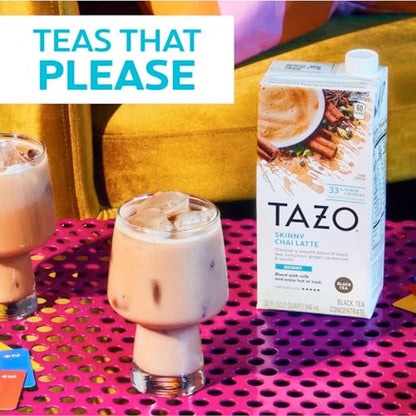 TAZO Skinny Chai Latte Concentrate, 32 Oz Cartons, 2-Pack | Low Calorie Black Tea Blend with Cinnamon, Cardamom, Ginger and Vanilla Spices. Chai Tea Concentrate for Hot or Iced Drinks.3
