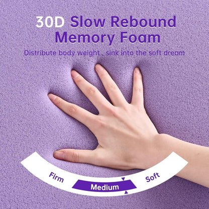 3 Inch 7-Zone Queen Mattress Topper, Egg Crate Memory Foam Mattress Topper Queen Size for Back Pain, Lavender Gel Infused Bed Pad, Certipur-Us and Oeko-Tex Certification (60"×80")3
