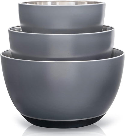 Stainless Steel Mixing Bowls Set, 3-Piece with Silicone Base1