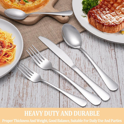 30 Pcs Silverware Set Service for 6,Premium Stainless Steel Flatware Set,Mirror Polished Cutlery Utensil Sets,Durable Kitchen Eating Tableware Sets,Include Fork Knife Spoon,Dishwasher Safe7