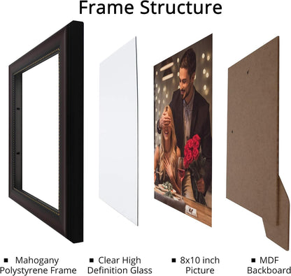 8X10 Picture Frame for Tabletop Display and Wall Mounting Wooden 2 Pieces Mahogany with Gold Beaded Collage Brown5