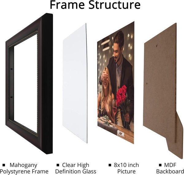 8X10 Picture Frame for Tabletop Display and Wall Mounting Wooden 2 Pieces Mahogany with Gold Beaded Collage Brown5