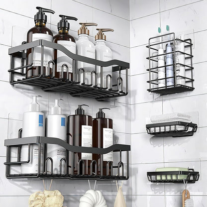 14 Pack Shower Caddy Adhesive Replacement, Strong Adhesive Hooks, Waterproof Shower Adhesive Strips, No Drilling, for Bathroom Storage Shelves5