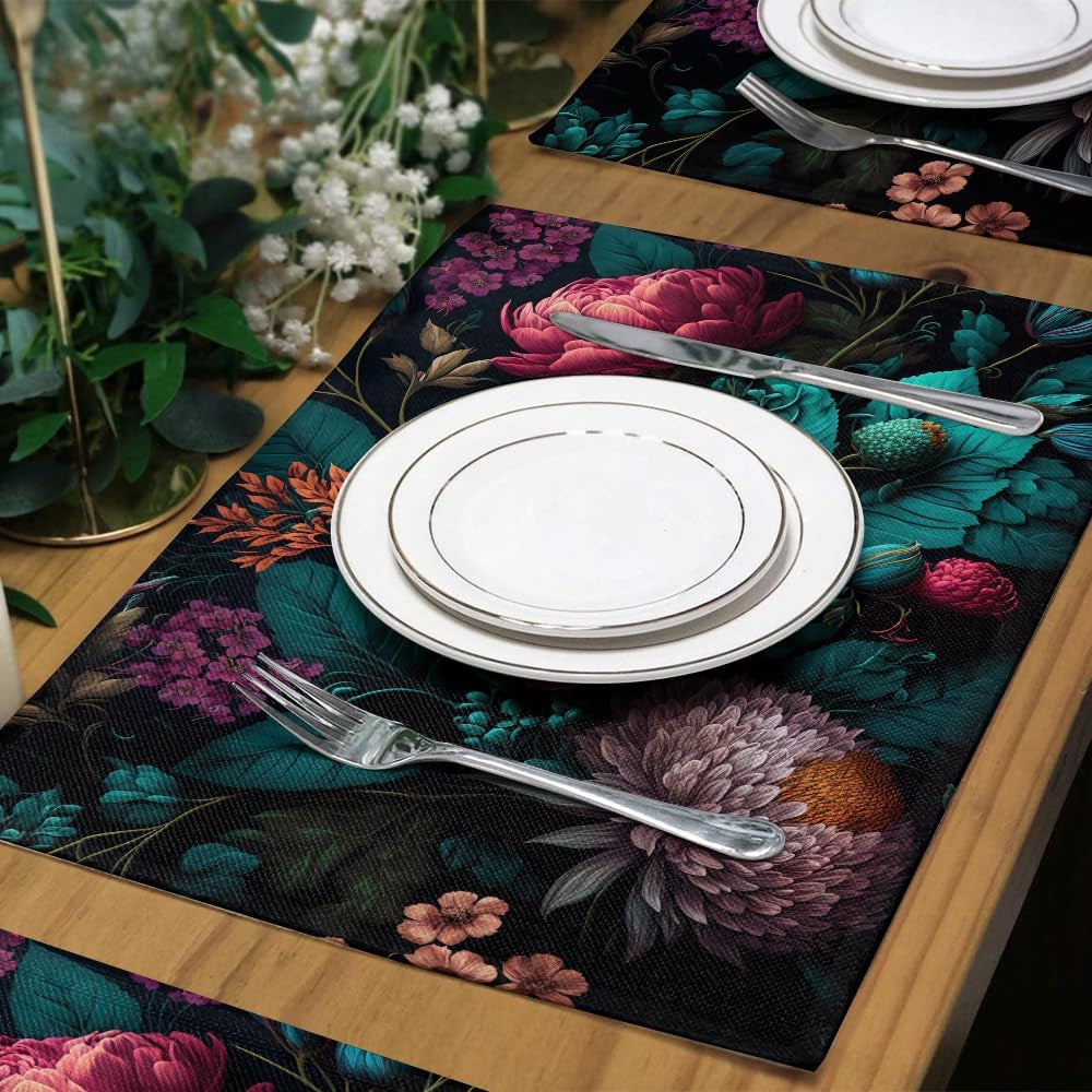 12x18-dark-black-pink-purple-red-peony-floral-placemats-set-of-4-washable-thick-place-mats-kitchen-table-mats-decorative-linen-fabric-table-mat-for-dining-table-kitchen-home-decor