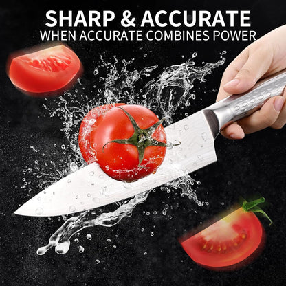 Chef Knife 10 Inch Kitchen Knife Damascus Pattern Stainless Steel with Non-Slip Hollow Handle5