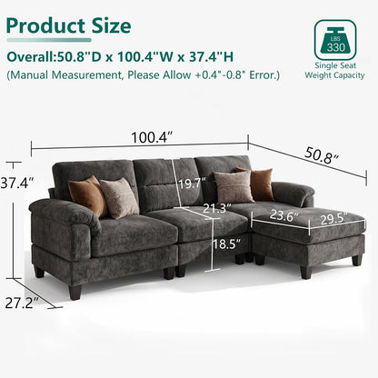 100.4" L-Shaped Modular Cloud Couch, Sectional Couches for Living Room2