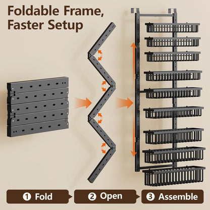 9 Tier over the Door Pantry Organizer, 2 in 1 Wall Mount or Hanging Spice Rack with Adjustable Deep Basket, Heavy-Duty Seasoning Organizer and Storage for Kitchen Cabinet Closet Bathroom6
