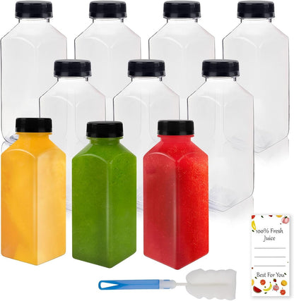 10 Pack 12 Oz Clear Plastic Juice Bottles with Caps Reusable Food Grade1