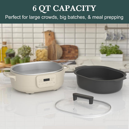 MAGNIFIQUE 6 Quart Multi-Cooker with 8-In-1 Casserole Programmable Slow Cooker, Dutch Oven, Pasta, Nonstick, Oven Safe Pot to 500°F Oatmeal3