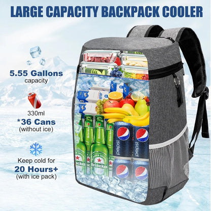 Backpack Cooler Insulated Leakproof, Soft Cooler for Outdoor Camping Hiking | 7.5X13X18In, Leakproof Liner, Waterproof Oxford, Multi Pockets, Wine Opener, for Camping Hiking Picnic Fishing2