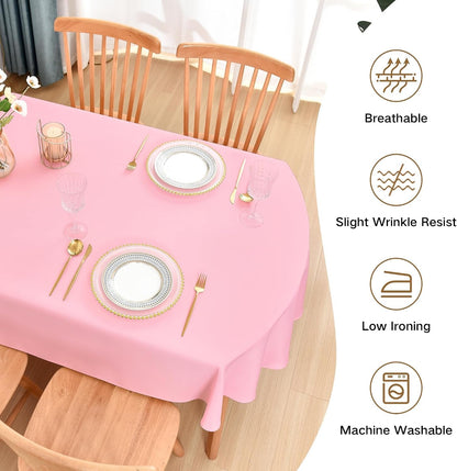 Oval Tablecloth 60 X 102 in Polyester Fabric Tablecloths, Pink5