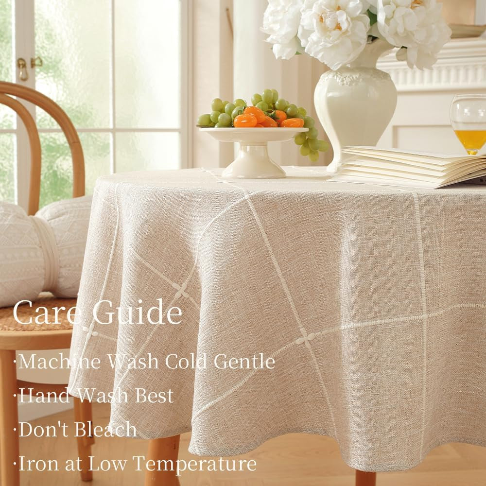 linen-table-cloth-round-60-inch-plaid-browm-linen-tablecloth-round